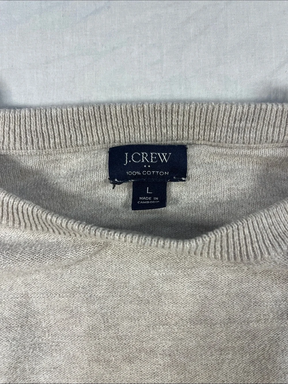 J. Crew Men’s Raglan Budded Crewneck Sweater Size Large in Cream Indie Fisherman